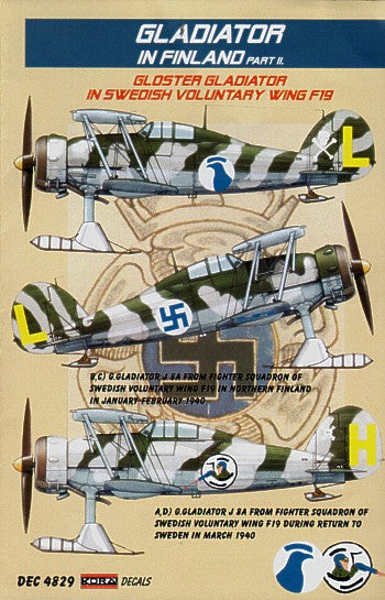 Gloster Gladiator Mk.II on skis Decals Finland. Swedish Voluntary Wing F19 part 2