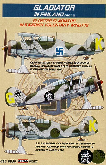 Gloster Gladiator Mk.II on skis Decals Finland. Swedish Voluntary Wing F19 part 3