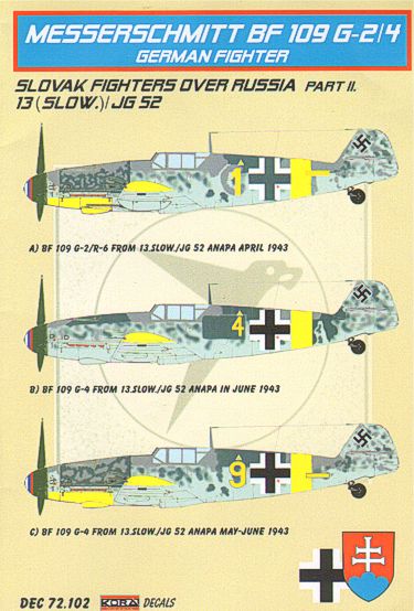 Messerschmitt Bf-109G-2-R6/Bf-109G-4 (13 Slow./JG 52) Part 2 Slovak fighters over Russia