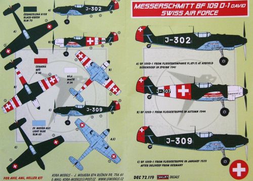 Messerschmitt Bf-109D-1 David (Swiss Air Force) with wheels (designed to be used with Avis, AML and Heller kits)