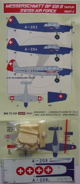 Messerschmitt Bf-108B Taifun Part II. with resin propeller etc (Swiss Air Force) (designed to be used with Heller kits)