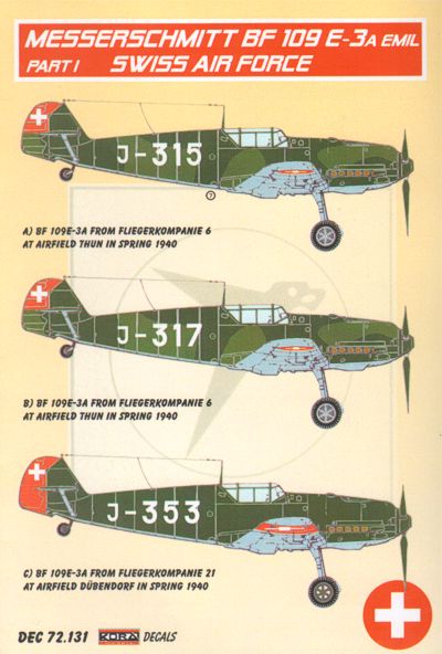 Messerschmitt Bf-109E-3A x 3 Emil Part I (Swiss Air Force)