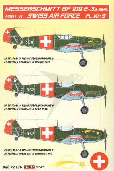 Messerschmitt Bf-109E-3A Emil x 3 Part VI (Swiss Air Force)
