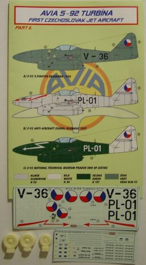 Avia S-92 Turbina (Czechoslovak) Part II. (designed to be used with Airfix and Heller kits) [Messerschmitt Me-262A]