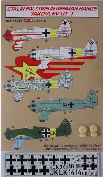 Stalin Falcons in German Hands Yakovlev UT-1 (Luftwaffe service) (designed to be used with Pavla kits)
