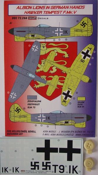 Albion lions in German hands Hawker Tempest Mk.V (Luftwaffe) (designed to be used with Heller, Smer, Revell and Matchbox kits)