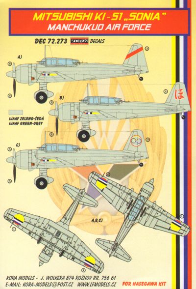 Mitsubishi Ki-51 'Sonia' (Manchukuo AF) (designed to be used with Hasegawa kits)
