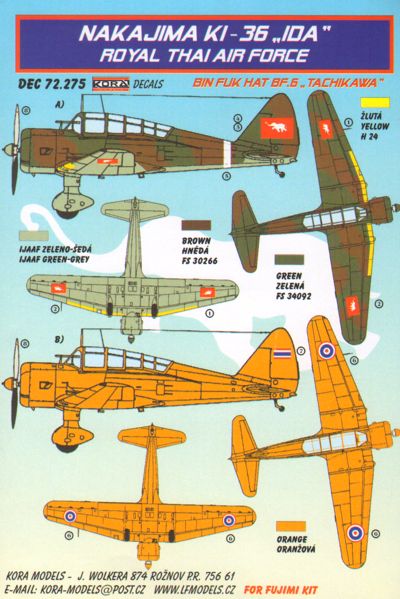Nakajima Ki-36 IDA (Royal Thai AF) (designed to be used with Fujimi kits)