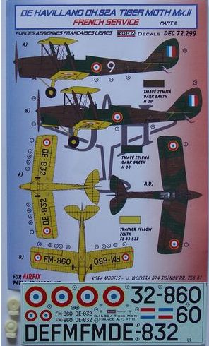 de Havilland DH.82A Tiger Moth French Service (designed to be used with Airfix, Pavla Models and AZ Model kits)