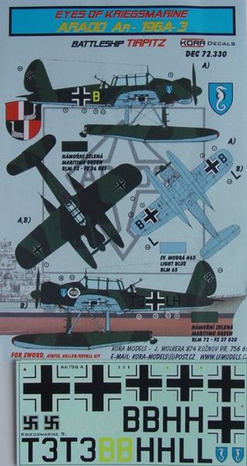 Arado Ar-196A-3 (Tirpitz German Battleship) (designed to be used with Airfix, Encore, Heller and Revell kits)