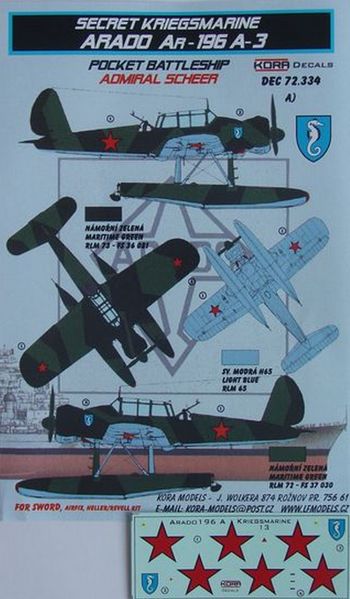 Arado Ar-196A-3 (ADMIRAL SCHEER) (designed to be used with Airfix, Encore, Heller and Revell kits)