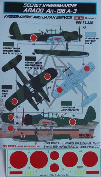 Arado Ar-196A-3 (Japan Service) (designed to be used with Airfix, Encore, Heller and Revell kits)