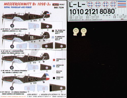 Messerschmitt Bf-109E-3a Royal Yugoslav Air Force Choice of 3 Nos 10, 21, 80