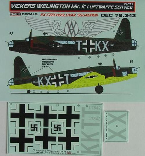 Vickers Wellington Mk.IC Luftwaffe Part II (designed to be used with Airfix, Eastern Express, FROG, NOVO, MPM and Trumpeter kits)