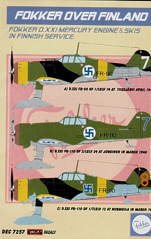 Fokker Over Finland. Fokker D.XXI's with Mercury engines and on Skis in Finnish Service .