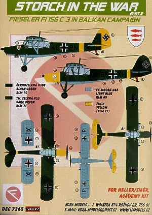 Fieseler Fi-156C-3 'Storch' (2) 4E+PN; 5F+XH Luftwaffe in Balkan Campaign. inc resin wheels (designed to be used with Academy, Heller and SMER kits)