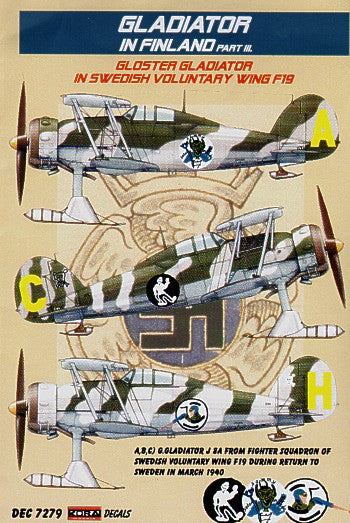 Gloster Gladiator Mk.II on skis Decals Finland. Swedish Voluntary Wing F19 part 3