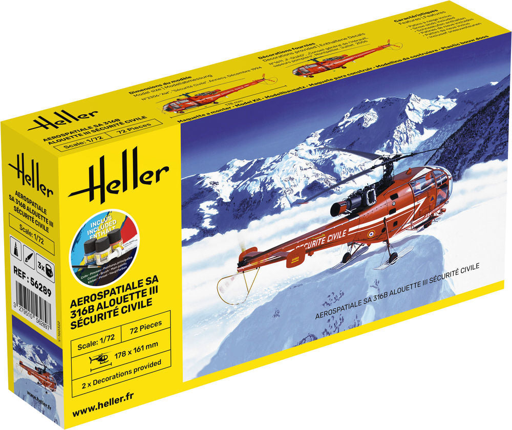 Heller 1:72 Gift Set - Alouette III Securite Civile