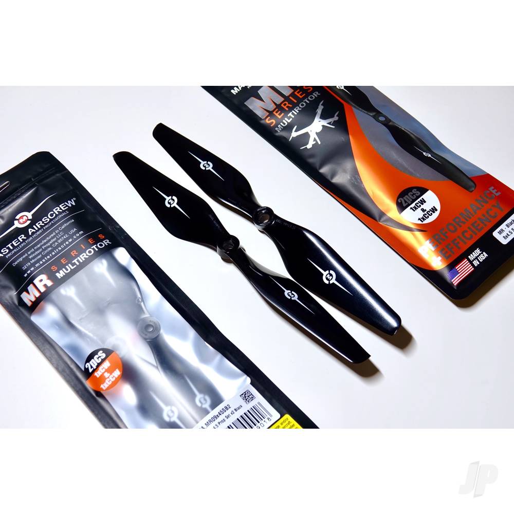Master Airscrew 3MR Series - 3-Blade 9x4.5 Propeller (CW) Rev./Pusher Black MAS3M09X45RB1