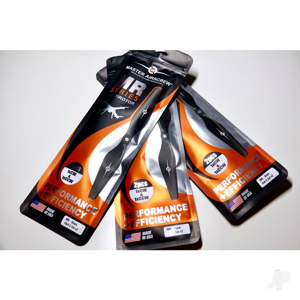 Master Airscrew 3MR Series - 3-Blade 9x4.5 Propeller (CW) Rev./Pusher Black MAS3M09X45RB1