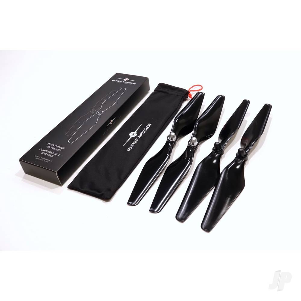 Master Airscrew 9x4.5 3MR SL 3 Blade Propeller C Set x4 Black, Built in Nu - MAS3SL0945CB4 1