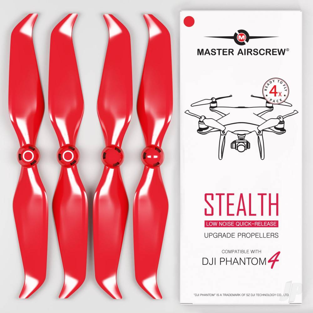 Master Airscrew MR-PH Stealth 9.5x5.7 Prop Set x4 Red for DJI PHANTOM 4 gen. MASPHS9557SR4 1