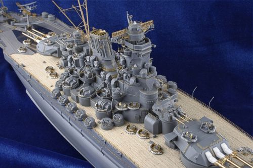 Detailed view of IJN Yamato model detailing set Mk.1 Design - MD-35024 showcasing intricate ship features.