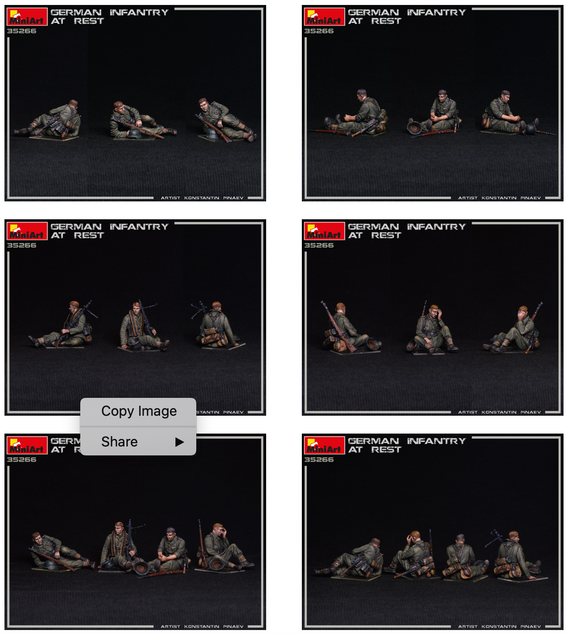 GERMAN INFANTRY (WWII) AT REST UNASSEMBLED PLASTIC MODEL KITBOX CONTAINS MODELS OF FOUR FIGURES WITH WEAPON AND EQUIPMENT