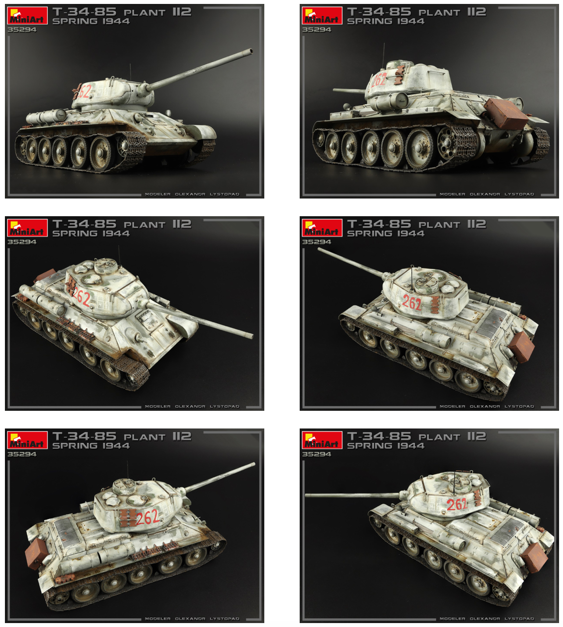 Soviet T-34/85 PLANT 112. SPRING 1944. INTERIOR KITUNASSEMBLED PLASTIC MODEL KITKIT CONTAINS MODEL OF MEDIUM TANKPE PARTS ARE INCLUDED6 DECAL OPTIONS