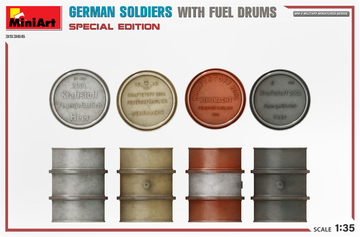 GERMAN SOLDIERS WITH FUEL DRUMS. SPECIAL EDITION