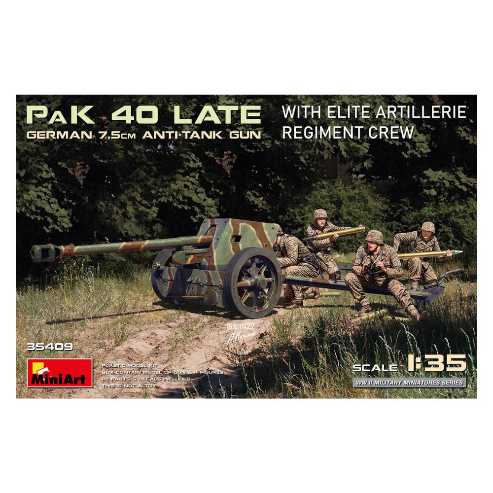 Miniart 1/35 German 7.5Cm Anti-Tank Gun Pak 40 Late Mt35409