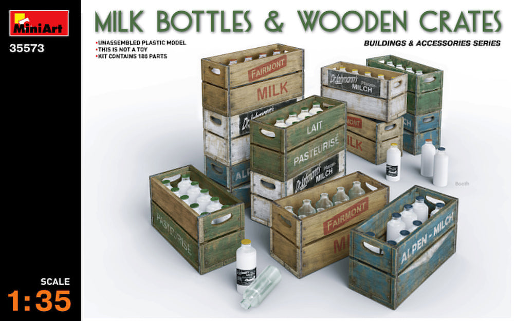 Miniart 1:35 - Milk Bottles and Wooden Crates