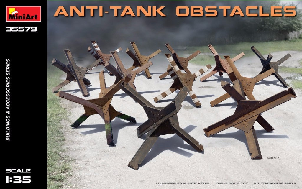 Anti-tank Obstacles. Kit contains 36 parts for assembling 12 models of Anti-tank Obstacles.