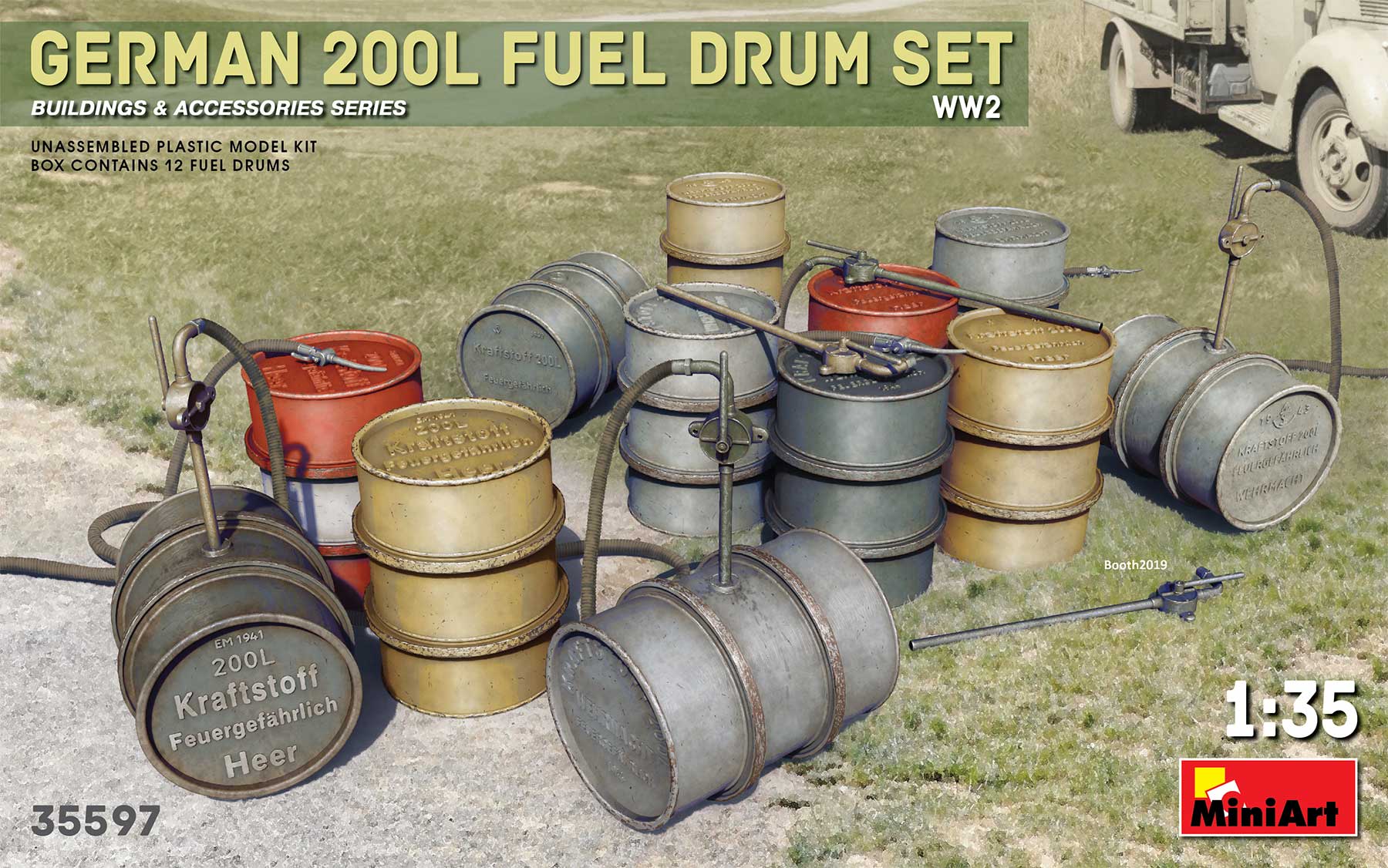 Miniart 1:35 - German 200L Fuel Drums Set WWII