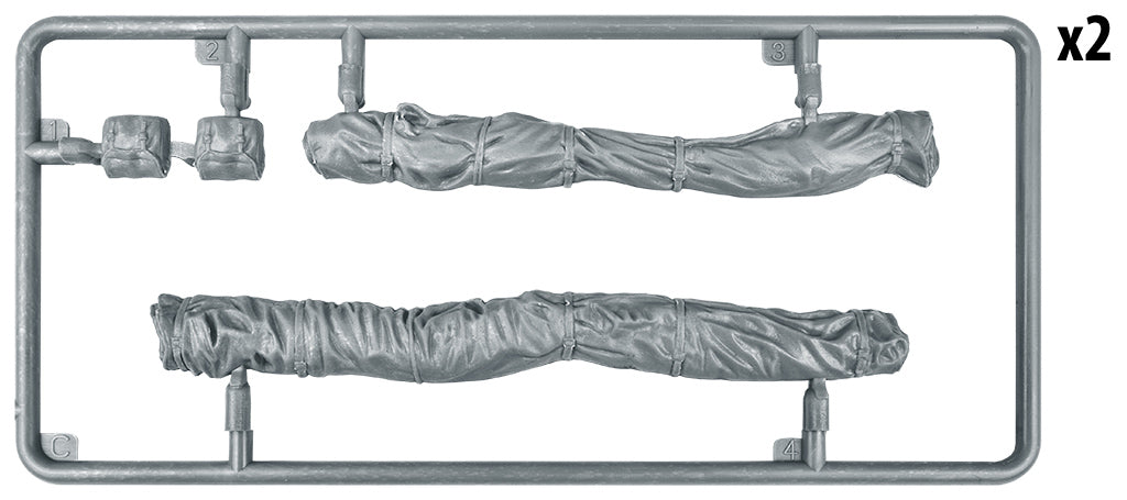BRITISH RUCKSACKS, BAGS & FOLDED CANVAS WWII Box contains models of British Ammunition.