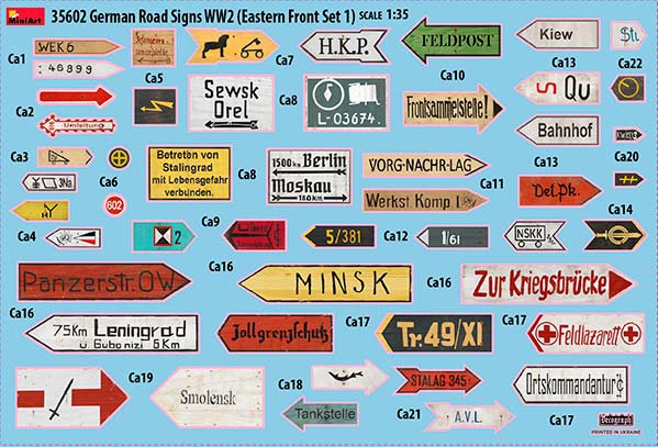 GERMAN ROAD SIGNS WW2(EASTERN FRONT SET 1)Unassembled Plastic Model KitDecal Sheet Included
