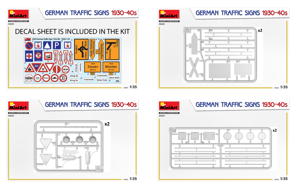 GERMAN TRAFFIC SIGNS 1930-40s UNASSEMBLED PLASTIC MODEL KITBOX CONTAINS MODELS OF TRAFFIC SIGNS