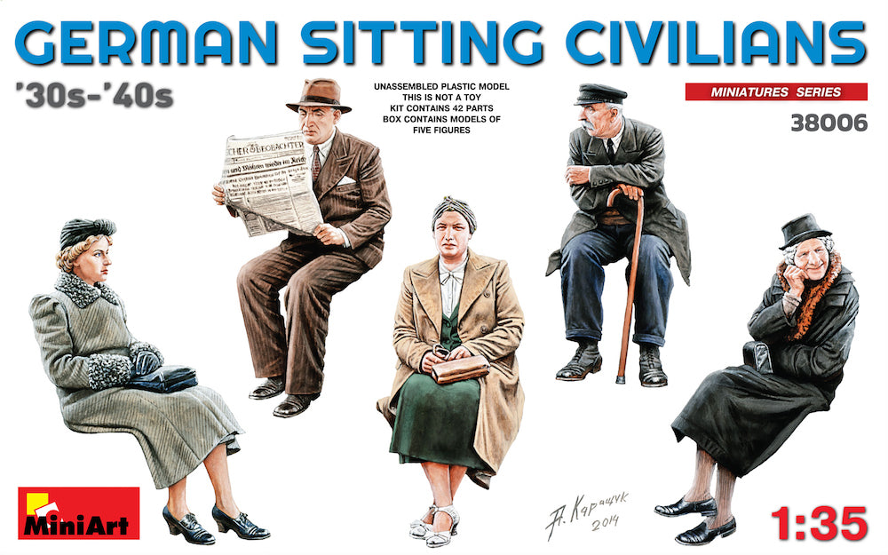 German Sitting Civilian tram/bus Passengers '30s-'40sContains five figures