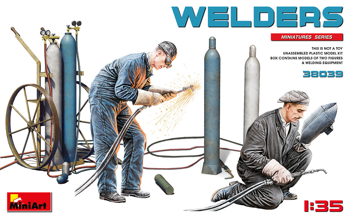 WELDERS Box Contains Models of Two Figures & Welding Equipment