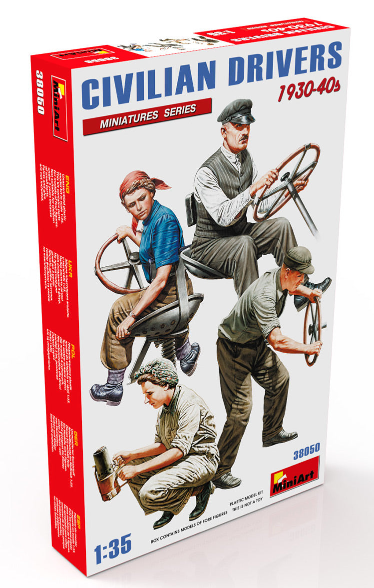CIVILIAN DRIVERS 1930-40s Kit contains models of four Figures. (designed to be used with MiniArt kits)[ICM]