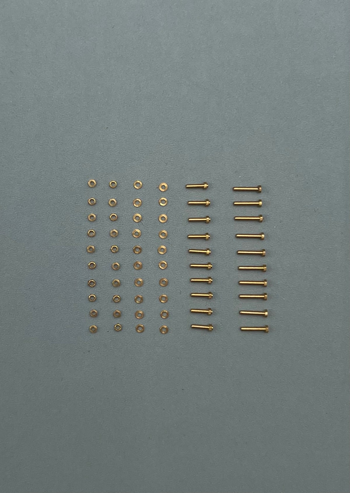 Brass bolt set 3. Diameter 0,6 mm, hexagon 1 mm – 60 brass parts
