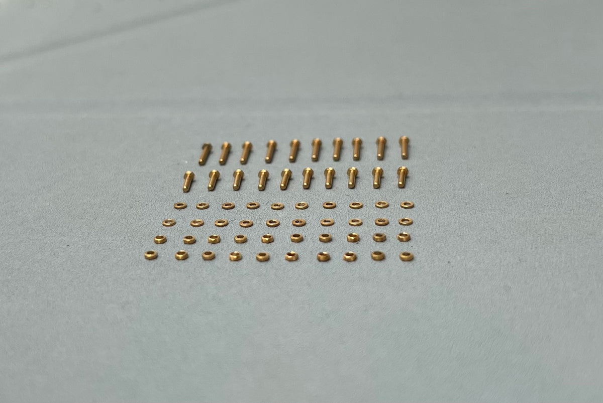 Brass bolt set 3. Diameter 0,6 mm, hexagon 1 mm – 60 brass parts