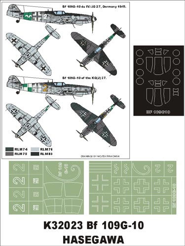 Messerschmitt Bf-109G-10 (canopy frame paint masks (inside and outside)) insignia and markings masks (designed to be used with Hasegawa kits)
