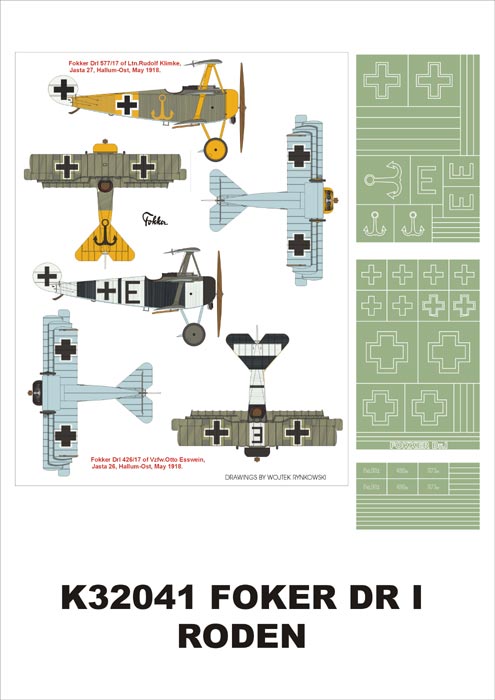 Fokker Dr.I Triplane (1) insignia and markings masks (designed to be used with Meng Models and Roden kits)