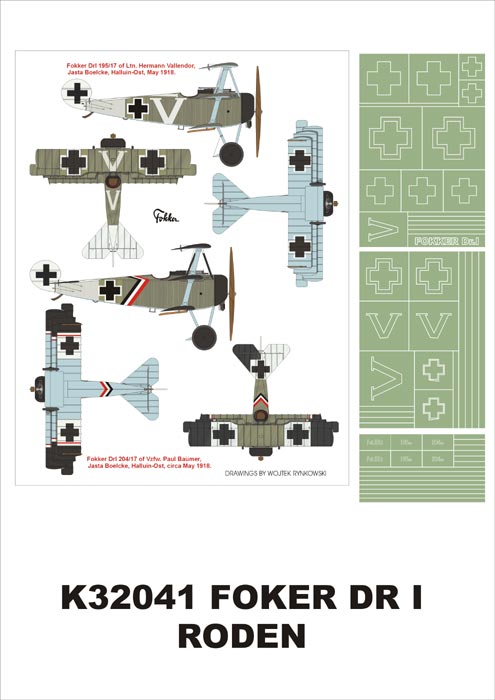 Fokker Dr.I Triplane (2) insignia and markings masks (designed to be used with Meng Models and Roden kits)