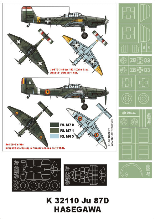 Junkers Ju-87D 'Stuka' (canopy frame paint masks (inside and outside)) + insignia and markings masks (designed to be used with Hasegawa kits)