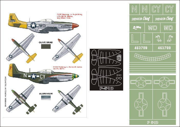 North-American P-51D Mustang (canopy frame paint masks (inside and outside)) insignia and markings masks (designed to be used with DRAGON kits)