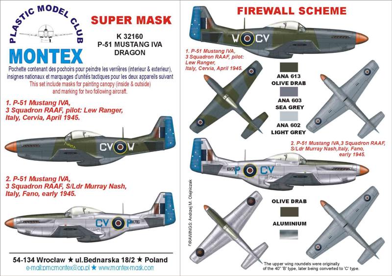 North-American P-51 MUSTANG Mk.IVA (canopy frame paint masks (inside and outside)) insignia and markings masks (designed to be used with DRAGON kits)