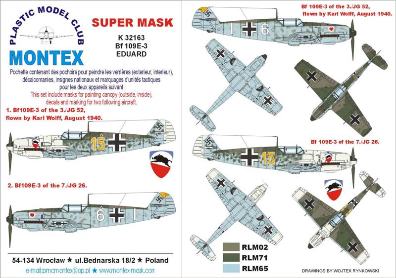 Messerschmitt Bf-109E-3 (canopy frame paint masks (inside and outside)) insignia and markings masks (designed to be used with EDUARD kits)
