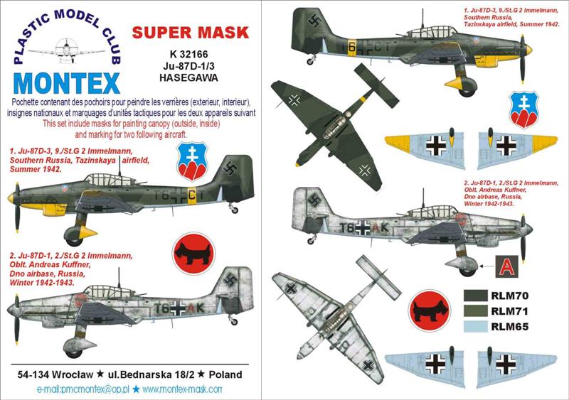 Junkers Ju-87D-1 'Stuka' (canopy frame paint masks (inside and outside)) + insignia and markings masks (designed to be used with Hasegawa kits)